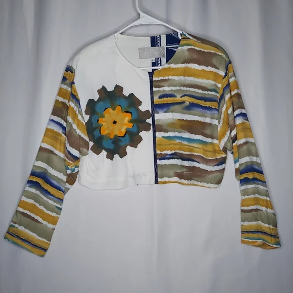 Dorothy Shoelen Skirt Set‎ 6 Cropped Jacket Full A-Line Midi Abstract Floral Y2K - Picture 4 of 15